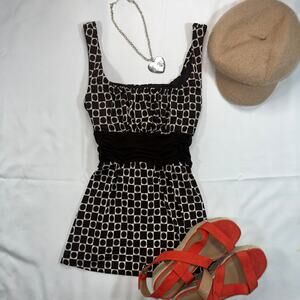 Vintage Y2K Maurices Brown Geometric Empire Waist Indie Retro Tank Top XL